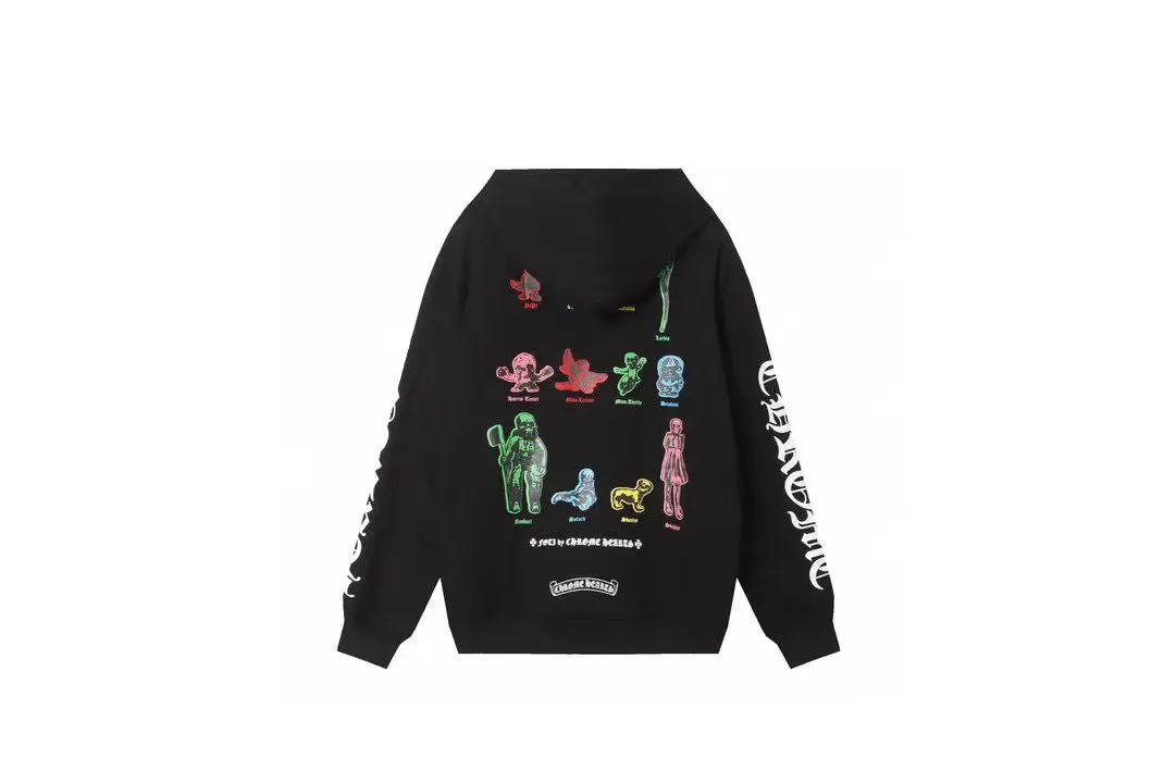 Q15—P230 -Chrome Hearts/Chrome Hearts printed zipper sweatshirt cardigan jacket -420 grams of high-density, high-quality wool, soft, delicate and skin-friendly, soft and silky to the touch, warm and skin-friendly -The hardware and zipper accessories are all customized and full of details -Colour: black -Size: S M L XL